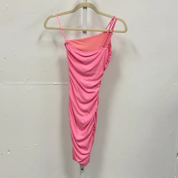 Princess Polly Pink Ruched One Shoulder Ribbed Mini Bodycon Dress Size 0 US XS - Image 3