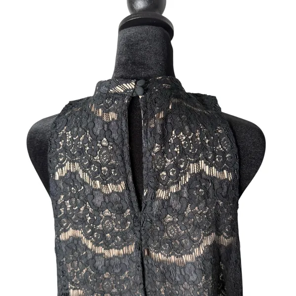 Fire Los Angeles Womens Black Lace Mesh Top Size L Mock‎ Neck Romantic Gothic Dark Feminine - Image 6