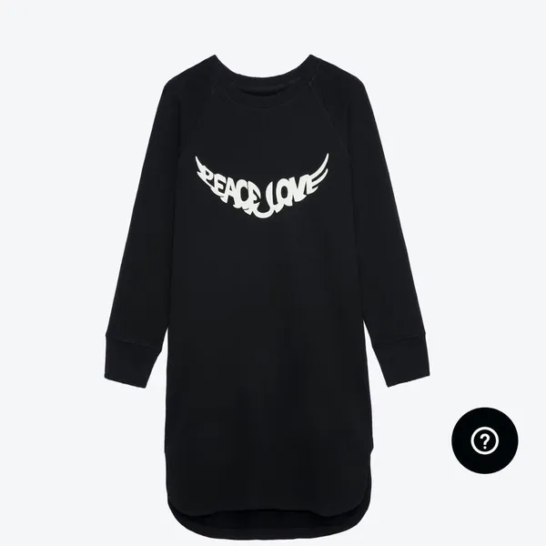 Zadig & Voltaire Diaz Peace Love Black Sweatshirt Mini Dress NWT Women's‎ L M - Image 4