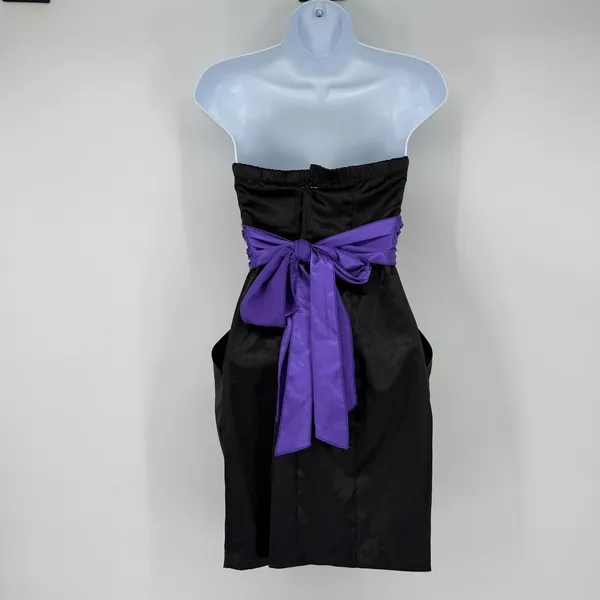Ruby Rox Strapless Polka Dot Party Dress Womens Small Black Purple Pockets Y2K‎ - Image 2