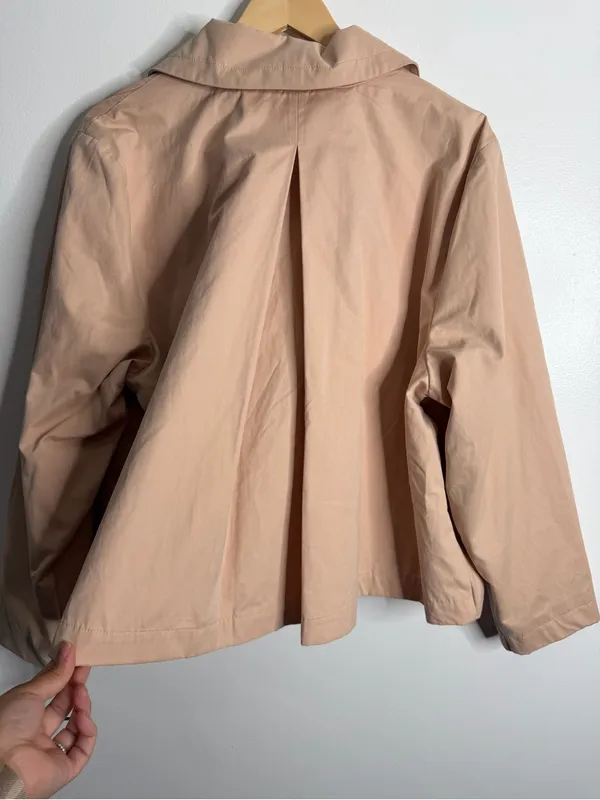 Lauren Conrad Cropped Trench Jacket Double Breasted XXL Neutral‎ Minimalist - Image 4