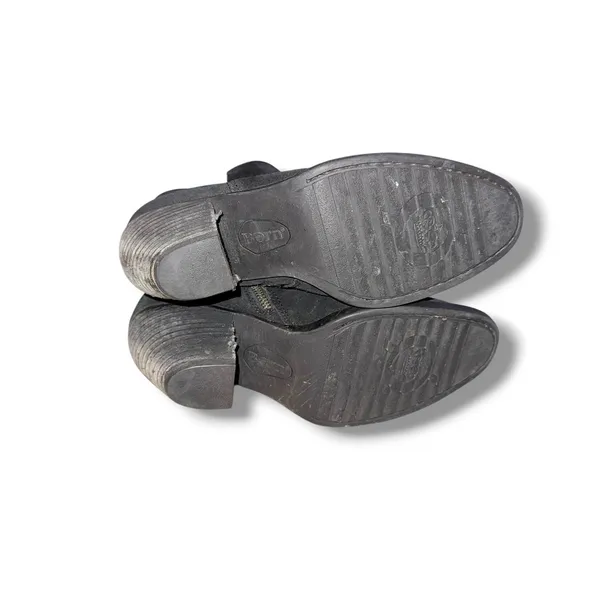 Born Aire Ankle Booties 5.5 Black Suede Slouchy Pointed Toe Stacked Heel Zip‎ - Image 10