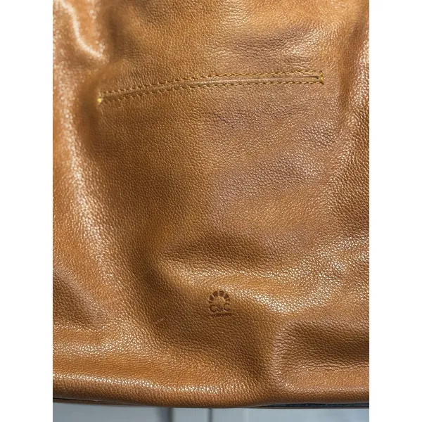 C & C California Leather Bag‎ Satchel Camel Double Strap Zip Brown - Image 10