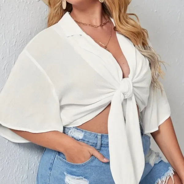 SHEIN knot detail half sleeve blouse - Image 3