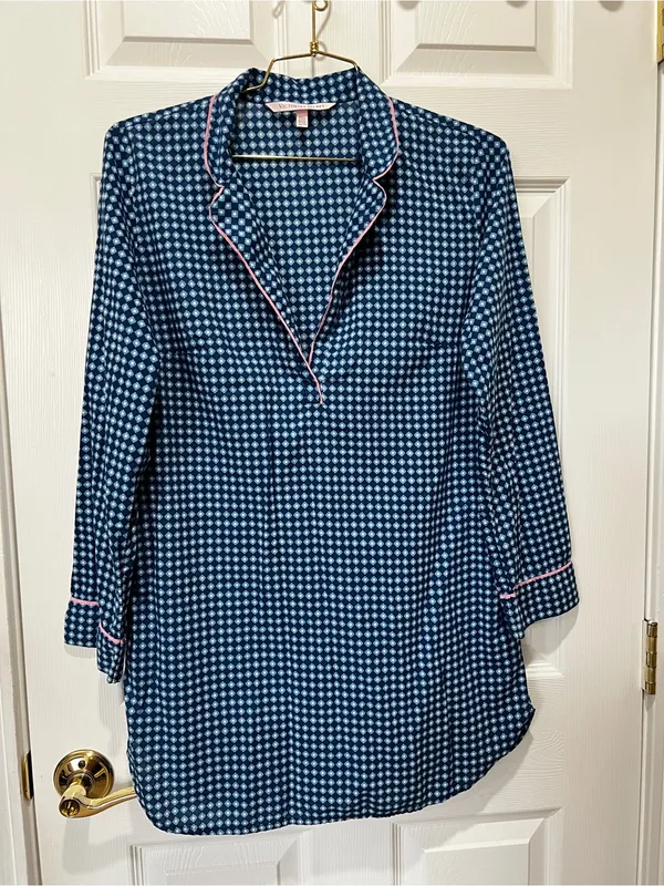 Victoria's Secret Pajama Tunic Dress Geometric Pattern Size XS Blue Cotton Modal - Image 2