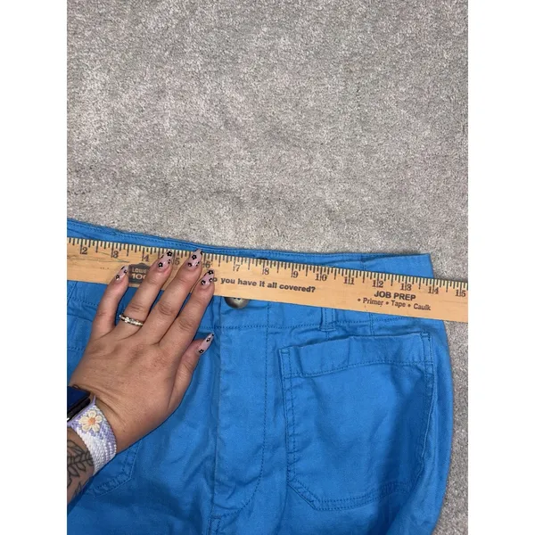 maeve colette pants 27 cropped wide leg pants Blue Linen Blend Patch Pockets - Image 8