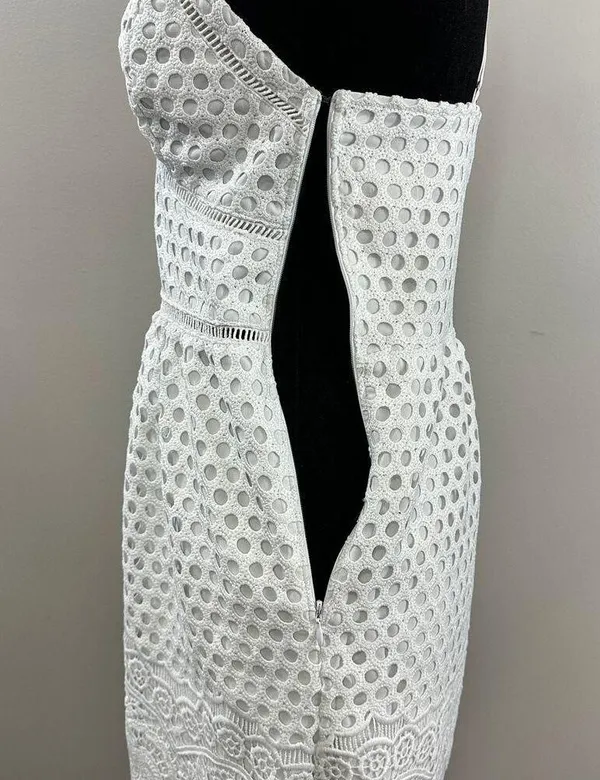Abercrombie & Fitch White Crochet Lace Eyelet Strappy Mini Dress - Image 7