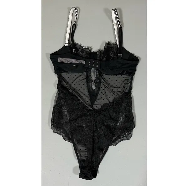 Black Polka Dot Dots Floral Lace Teddy Onesie Bodysuit Lingerie Size XS 🖤 - Image 6