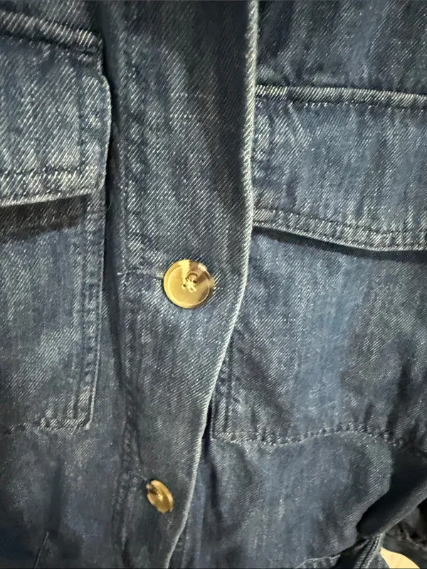 Women's Dark Blue Denim Belted Jacket Size XL - Image 5