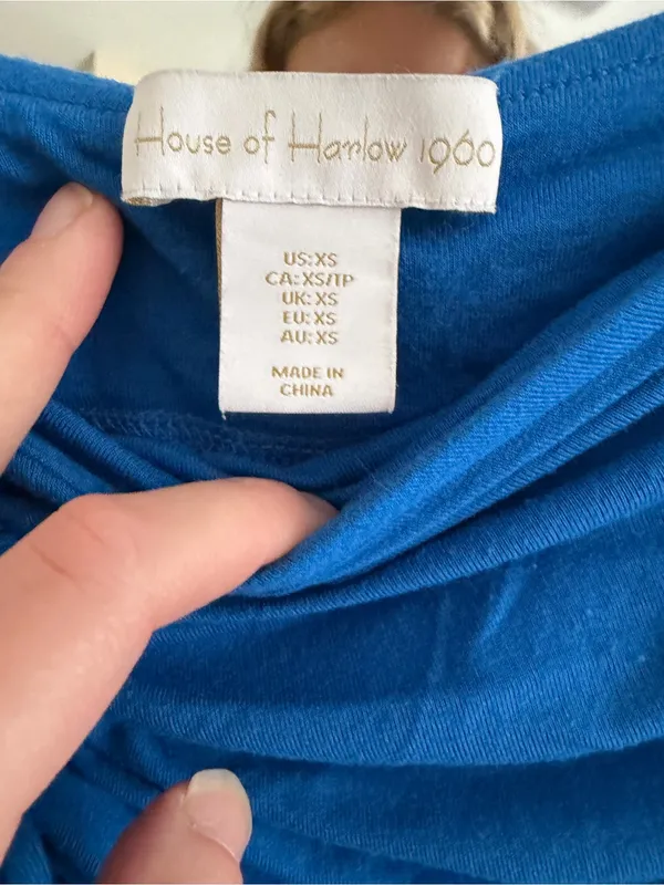 House of Harlow 1960 Cobalt Blue Ruched Drawstring Maxi Skirt - Image 4