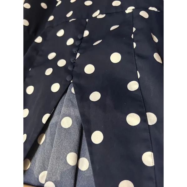 A New Day Navy Blue White Polka Dot Sleeveless V-Neck Mini Dress Womens Small - Image 4