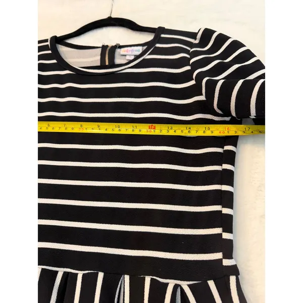 LuLaRoe‎ Amelia Dress Small Black White Striped Short Sleeve Pocket Fit Flare S - Image 3