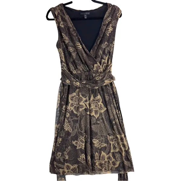 WESTON WEAR S‎ Brown Floral Wrap Midi Dress Whimsygoth Boho Fairy Y2K - Image 11