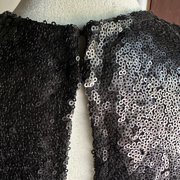 FREE PEOPLE Liquid Shine Black Sequin High Neck Cocktail mini dress Extra Small - Image 8