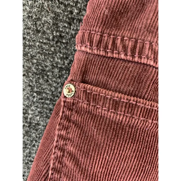 Free People Corduroy Pants Burgundy Wine Skinny Retro Boho Womens Size 28 - Image 11