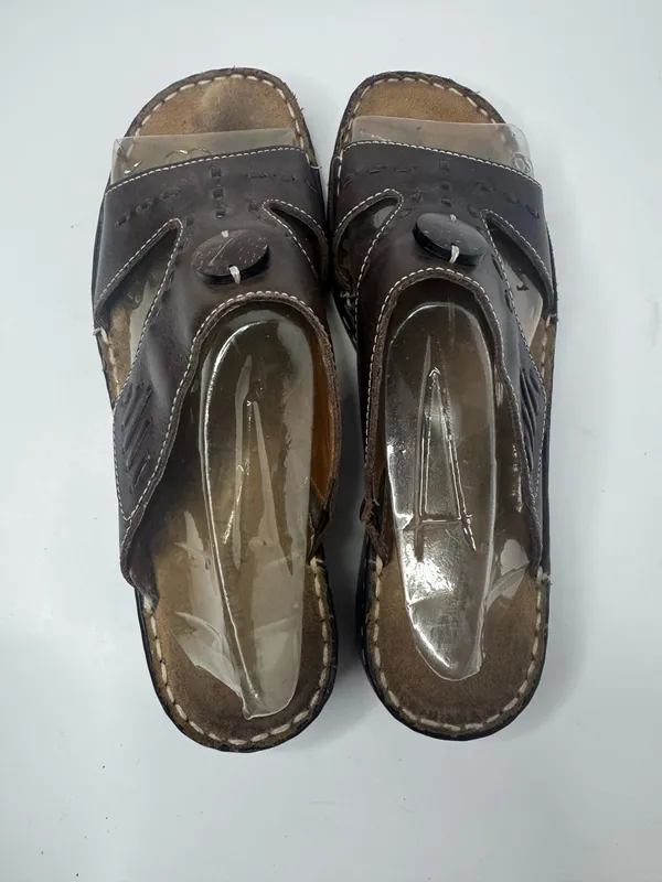 Natural Soul by Naturalizer Cade Brown Leather Sandals Women's Size 9W - Image 3