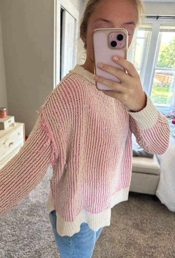 Pink stripe sweater - Image 2