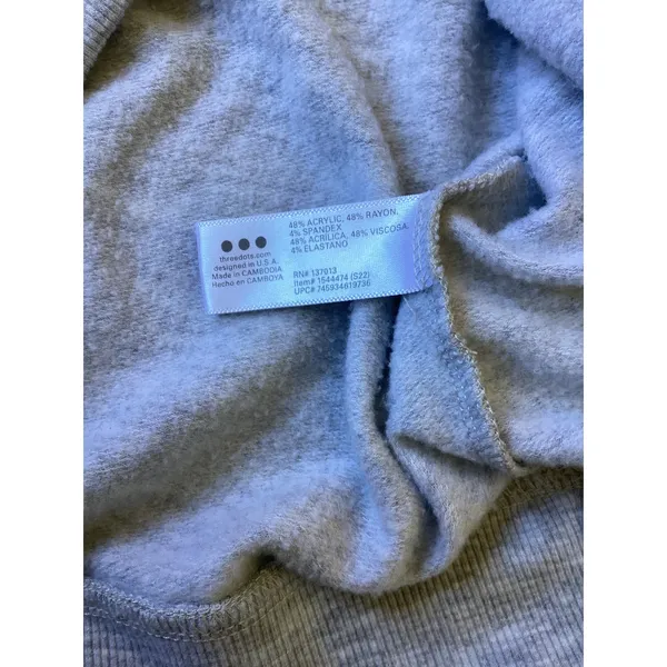 Three Dots Women Heather Gray Quarter Zip Fleece Sweatshirt Pullover Size M - Image 8