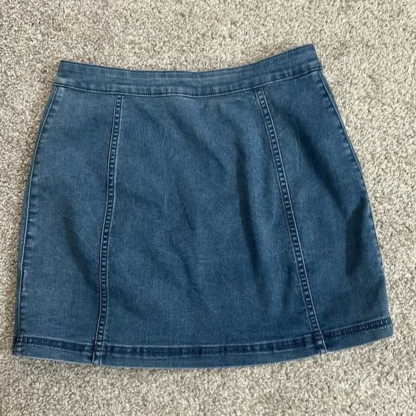 Free People Button Front Denim Skirt - Image 3