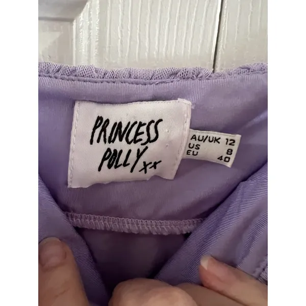 Princess Polly Penney Mini Dress Purple‎ Size 8 Spaghetti Strap Ruched - Image 11