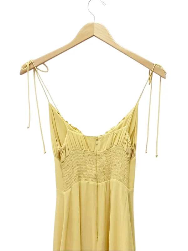 Reformation Embry Midi Dress Size 0 Sunshine Yellow Tie Strap Ruffle Hem - Image 6