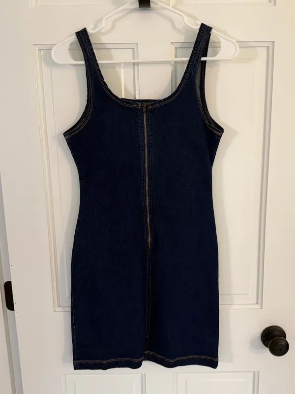 RDI Dark Wash Denim Bodycon Mini Dress Small Back Zip Y2K - Image 2