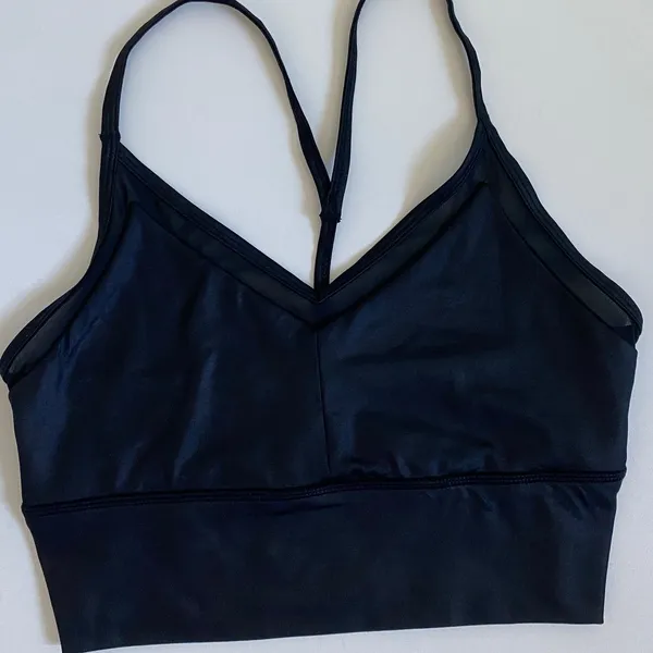 Gaiam Womens Black‎ Longline Mesh V-Neck T-Back Sports Bra WD0018EM Size Small - Image 6