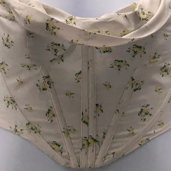 Floral Corset Top‎ Cream Small Yellow - Image 3