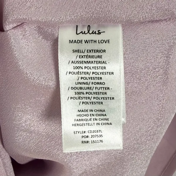 Lulus Siya Lilac Abstract Print Cowl Sash Mini Dress Size Medium NWT - Image 4