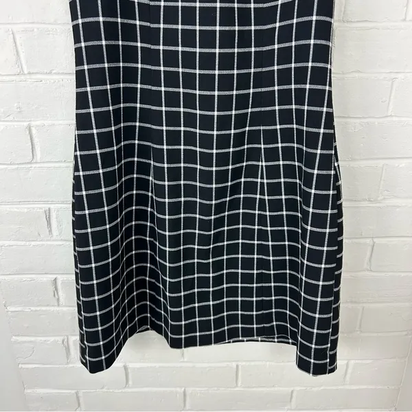 H&M Black Plaid Checked Grid Print Mini Dress Size 6 - Image 5