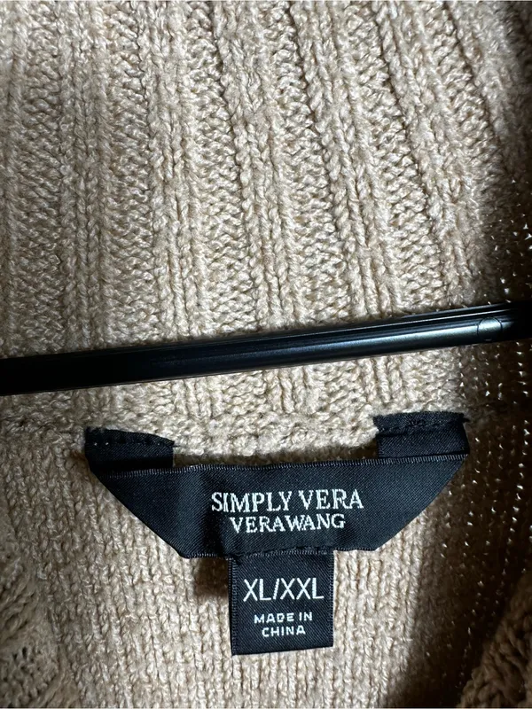 N271. Simply Vera Vera Wang Cable Knit Turtleneck Sweater - Beige - Image 2