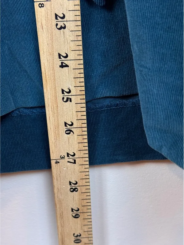 Gull Island Vintage Blue Corduroy Belted Shirt Dress Size 8 Puff Sleeve Midi - Image 11