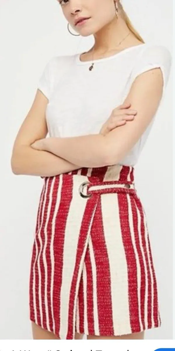 Free people it’s a wrap striped tweed mini skirt small - Image 7