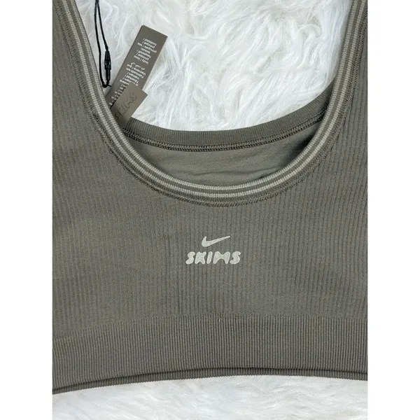 Nike Skims Ribbed Seamless Scoop Bra Dusty Oakmoss Dune Size Small - Image 7