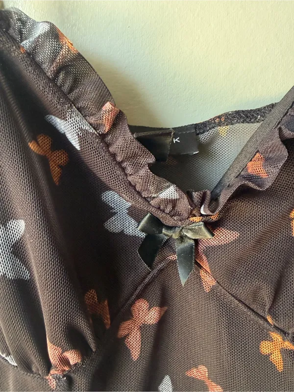 New Look Butterfly Mesh Ruffle Cami Tank Top Women’s US 4 Sheer Y2K Coquette - Image 5