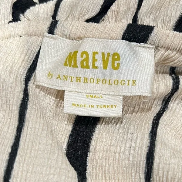 Anthropologie Cream and Black Striped Ruffle Blouse Women’s Small - Image 6