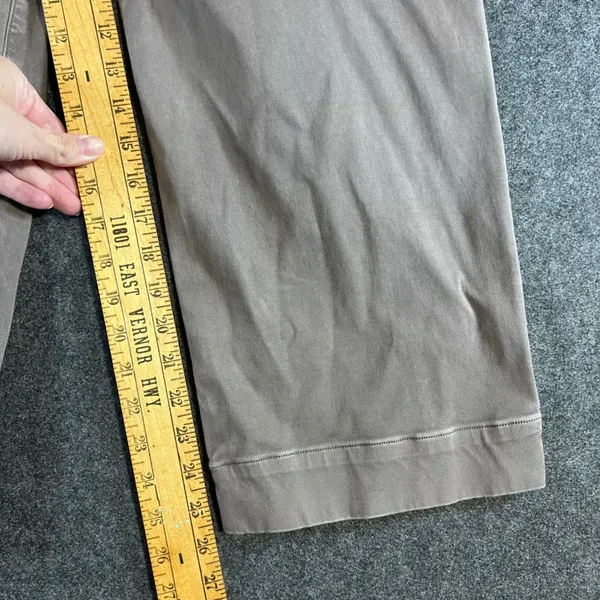 Spanx Stretch Twill Wide Leg Crop Pants Taupe Brown High Rise Button Detail M - Image 5