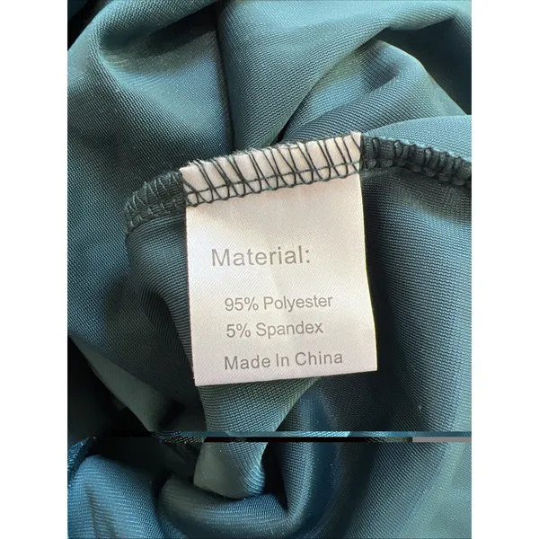Aomei Teal Velvet Sparkle Maxi Dress Stretch Old Hollywood Glamour Opera Theater - Image 6