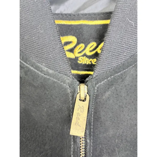 Vintage 90s Black Suede Bomber Jacket Minimalist Leather Reed M - Image 3