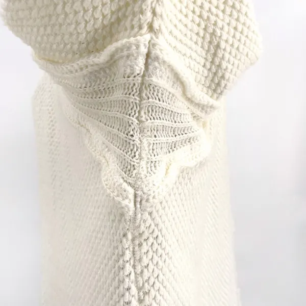 Free People Cream Oversized Fall Knit Sweater Boho Comfort Waffle Top Size M NEW - Image 6