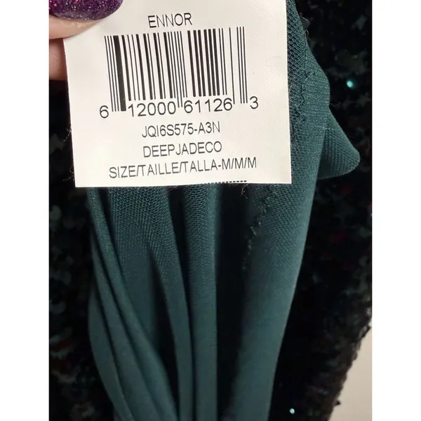 BCBGMAXAZRIA All Over Sequin Gown Jade Green Showgirl‎ Maxi Dress Formal Stretch - Image 8