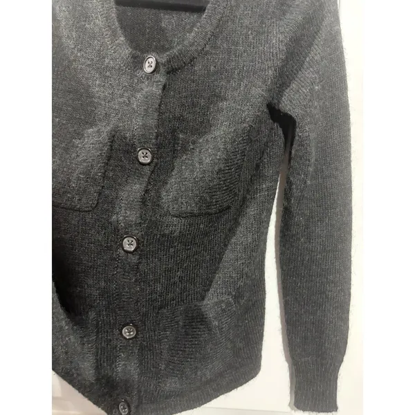 Gap Womens‎ Alpaca Wool Blend Cardigan Charcoal Grey 4 Pocket Button Sweater M - Image 3