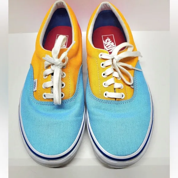 Vans color block tennis shoes canvas in blue and orange - Image 2