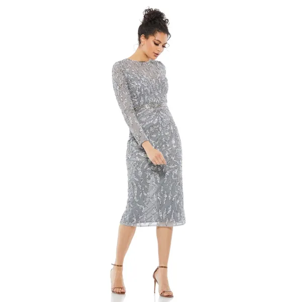 Mac Duggal 5521 Sequin Beaded Midi Sheath Dress Size 8 NWT‎ - Image 2
