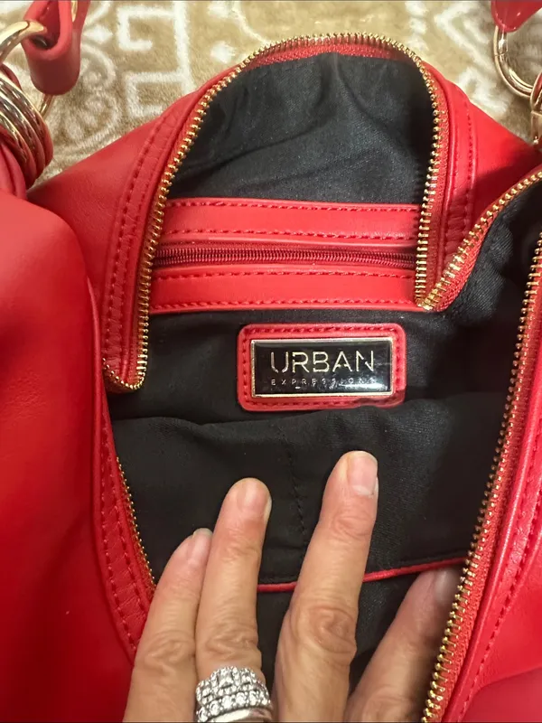Urban Expression Red Studded Hobo Bag - Image 2