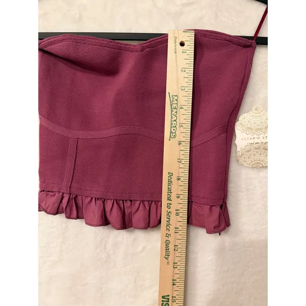 Altar'd State NWT Berry Purple Corset Style Ruffle Hem Tube Top Womens Medium - Image 4