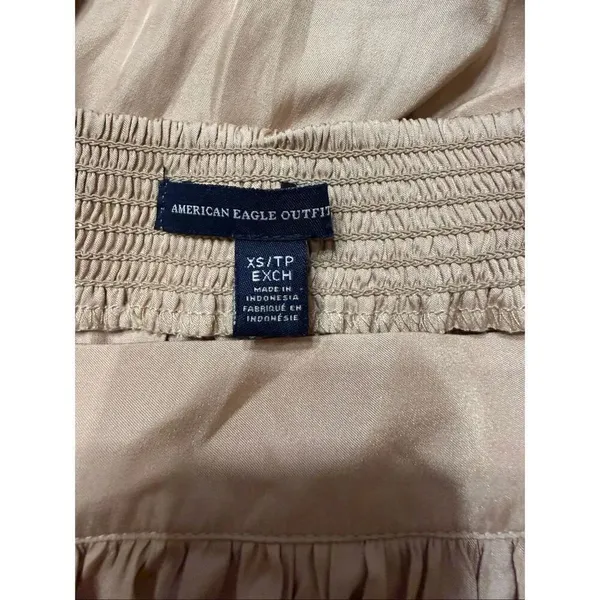 American Eagle Blush Pink Satin Maxi Skirt XS Elastic Waist - Image 3