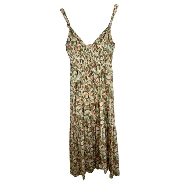 Abercrombie & Fitch White Cream Green Tan Brown Sleeveless Maxi Dress Womens S - Image 2