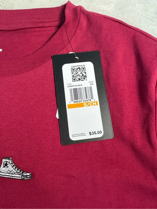 Converse Red Embroidered Graphic Tee | Size Small | NWT - Image 7