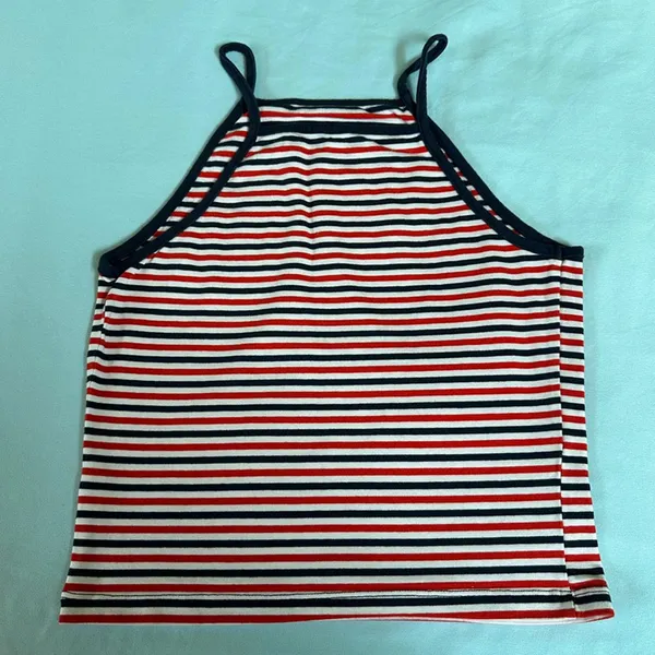 Garage red blue and white striped tank top - Image 2